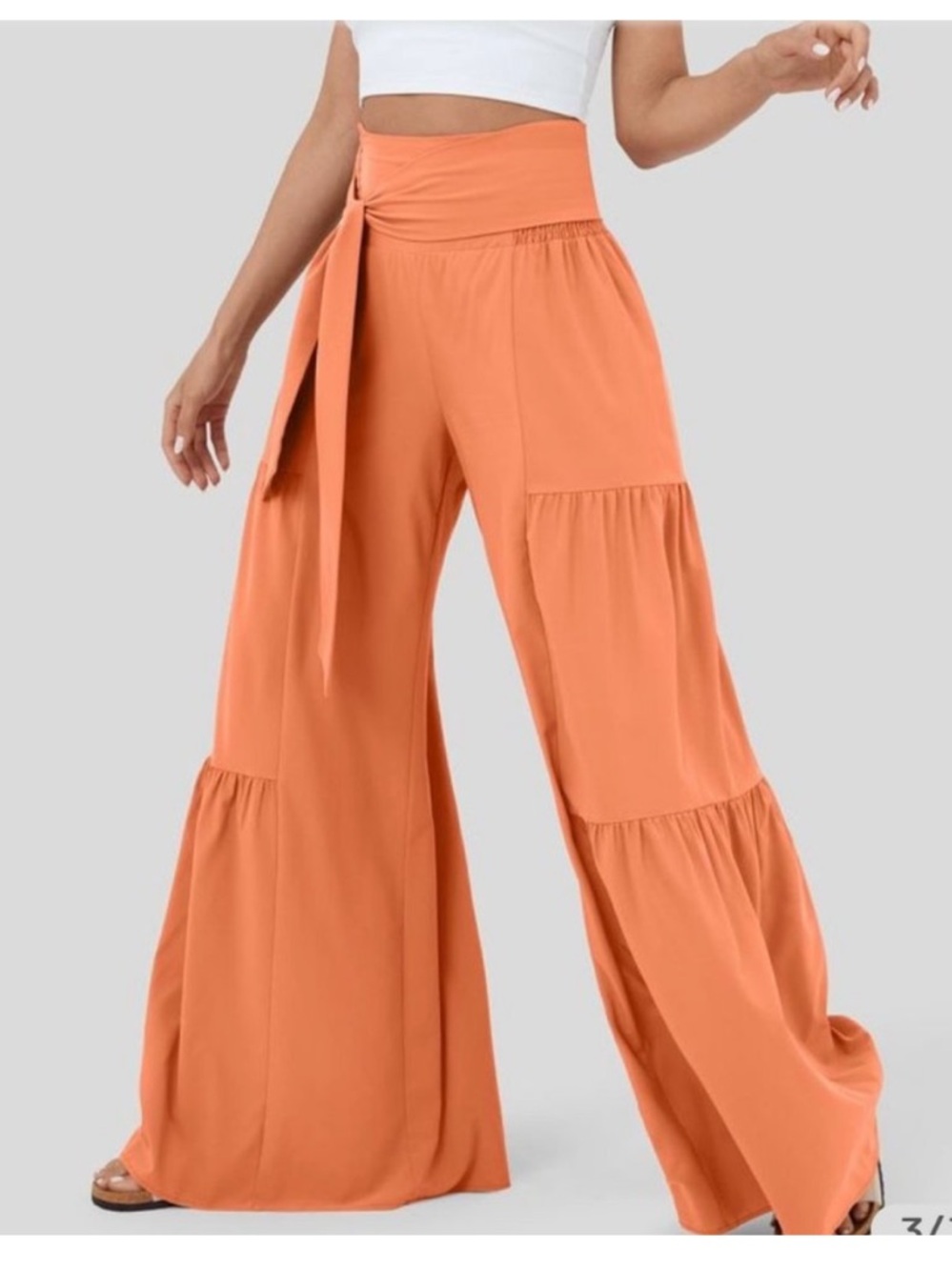 NWT / Halara / Breezeful High-Waisted Shirred Tie Front  Pants in Olive - Picture 3 of 7